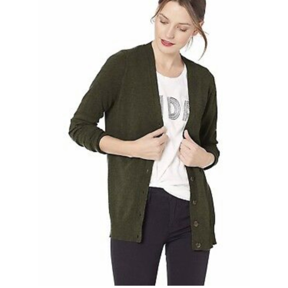 J.Crew olive v-neck cardigan